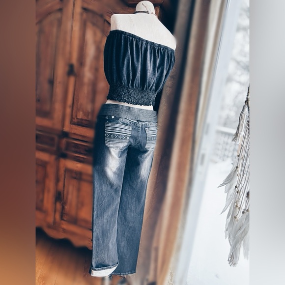 Urban Outfitters Smocked Acid Wash Tube Top Charcoal NWT - Picture 6 of 8